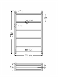 Полотенцесушитель водяной Indigo Line LLSHW80-50GDPK3 с полкой 80x50 см золото